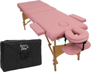 Portable Massage Table 3-Section Folding Therapy Bed w/ Backrest Cradle Pink