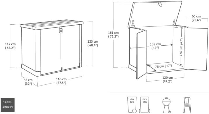Keter Store It Out Pro Grey Garden Shed Lockable Weatherproof Plastic 144x123 cm