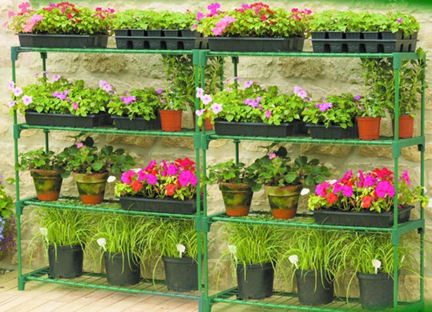 4 Tier Greenhouse Shelving Unit 2 Pack | Heavy Duty Steel Frame