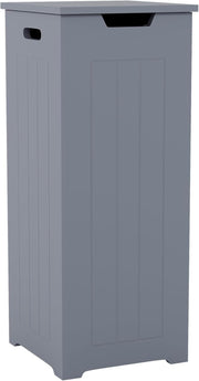 Grey Laundry Hamper Cabinet Slim Bathroom Storage Unit Modern 77x30x30cm