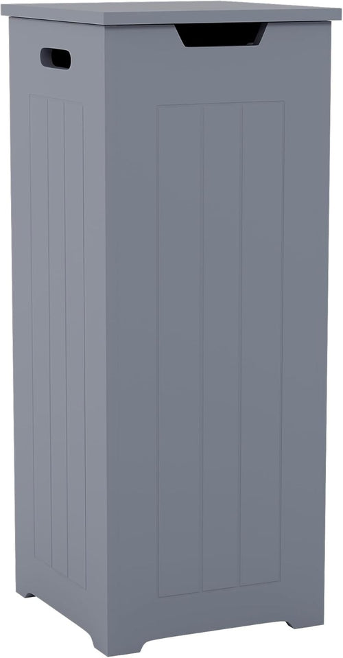 Grey Laundry Hamper Cabinet Slim Bathroom Storage Unit Modern 77x30x30cm