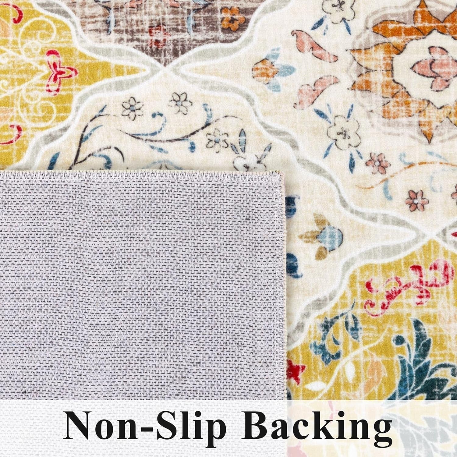 Moroccan Washable Area Rug 120x170cm Non Slip Boho Vintage Living Room Carpet