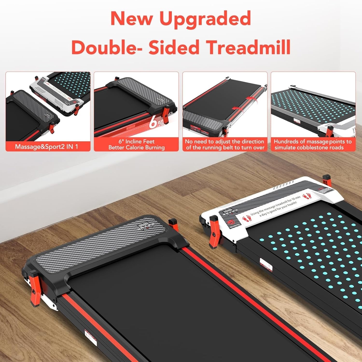 Under Desk Folding Treadmill 6km/h Quiet Walking Pad Home Office FitnessUnder De