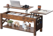 Lift Top Coffee Table with Storage, Pop-Up Wood Table 120cm for Living Room