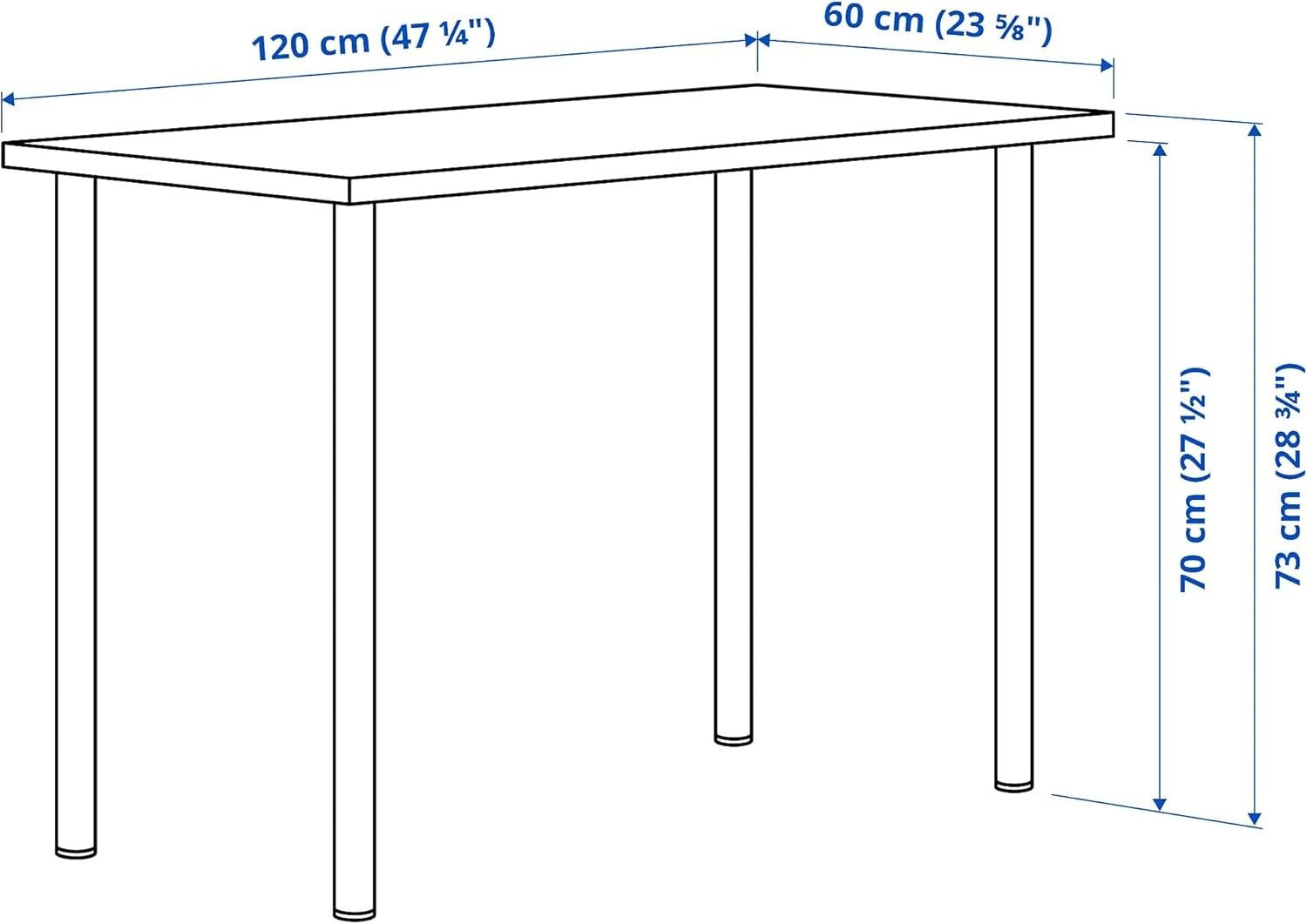 White Office Desk 120x60cm Modern Minimal Work Study Table w/Wood Frame