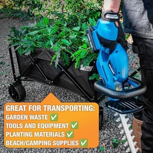 135L Folding Garden Trolley Wagon Cart With Brakes Outdoor Camping
