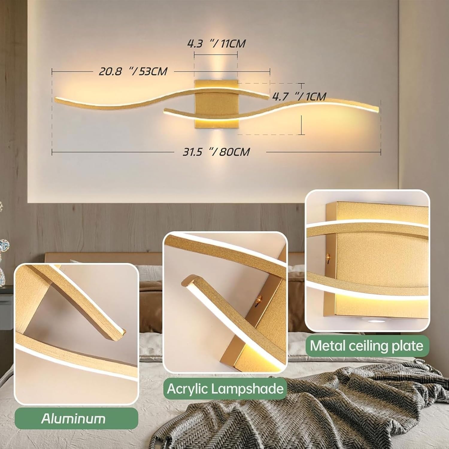 USB Rechargeable Wireless Wall Lights Battery Operated Remote Dimmable Set