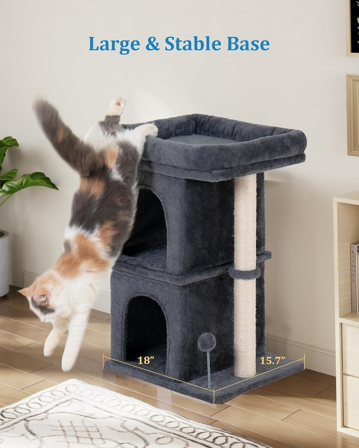61cm Cat Tree Tower Condo with Large Perch Sisal Scratching Post