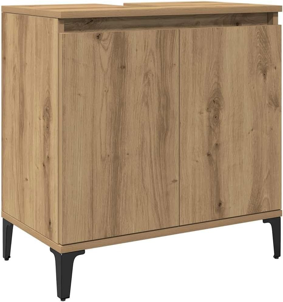 Artisan Oak Bathroom Sink Cabinet | 58x33x60cm Modern Vanity with Metal Legs