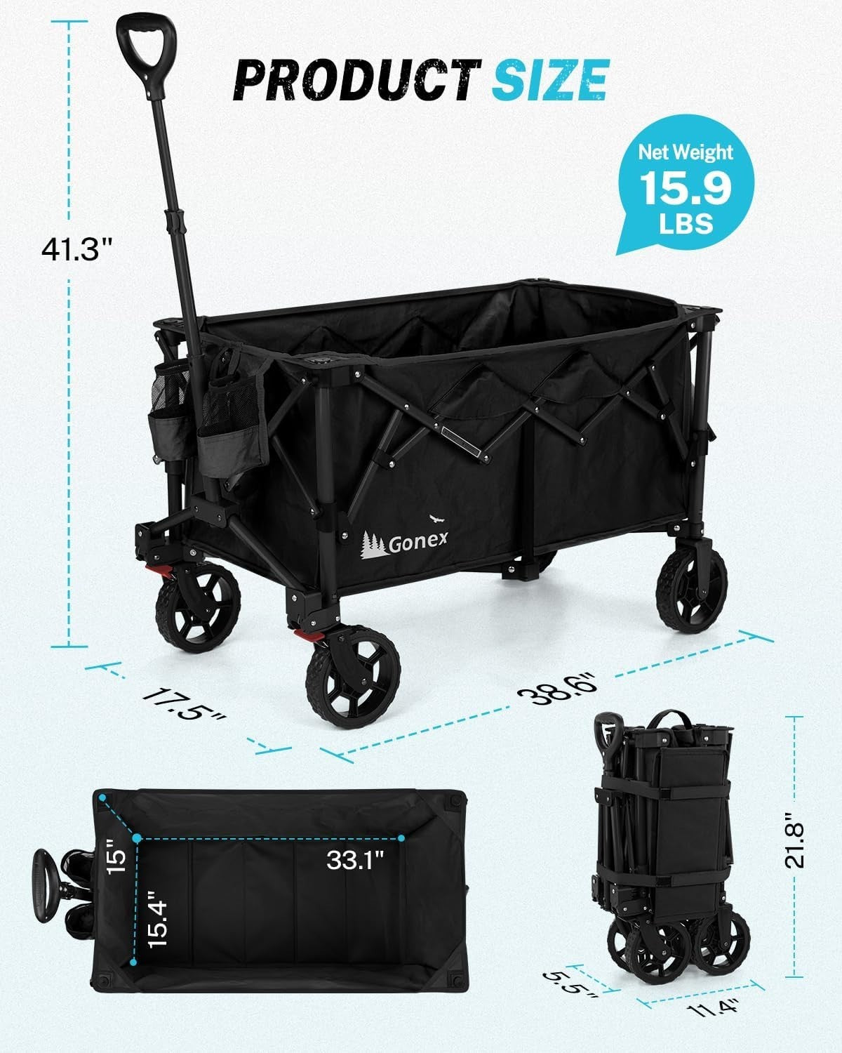 Heavy Duty 200L Folding Festival Trolley Cart 150KG All-Terrain Wheels