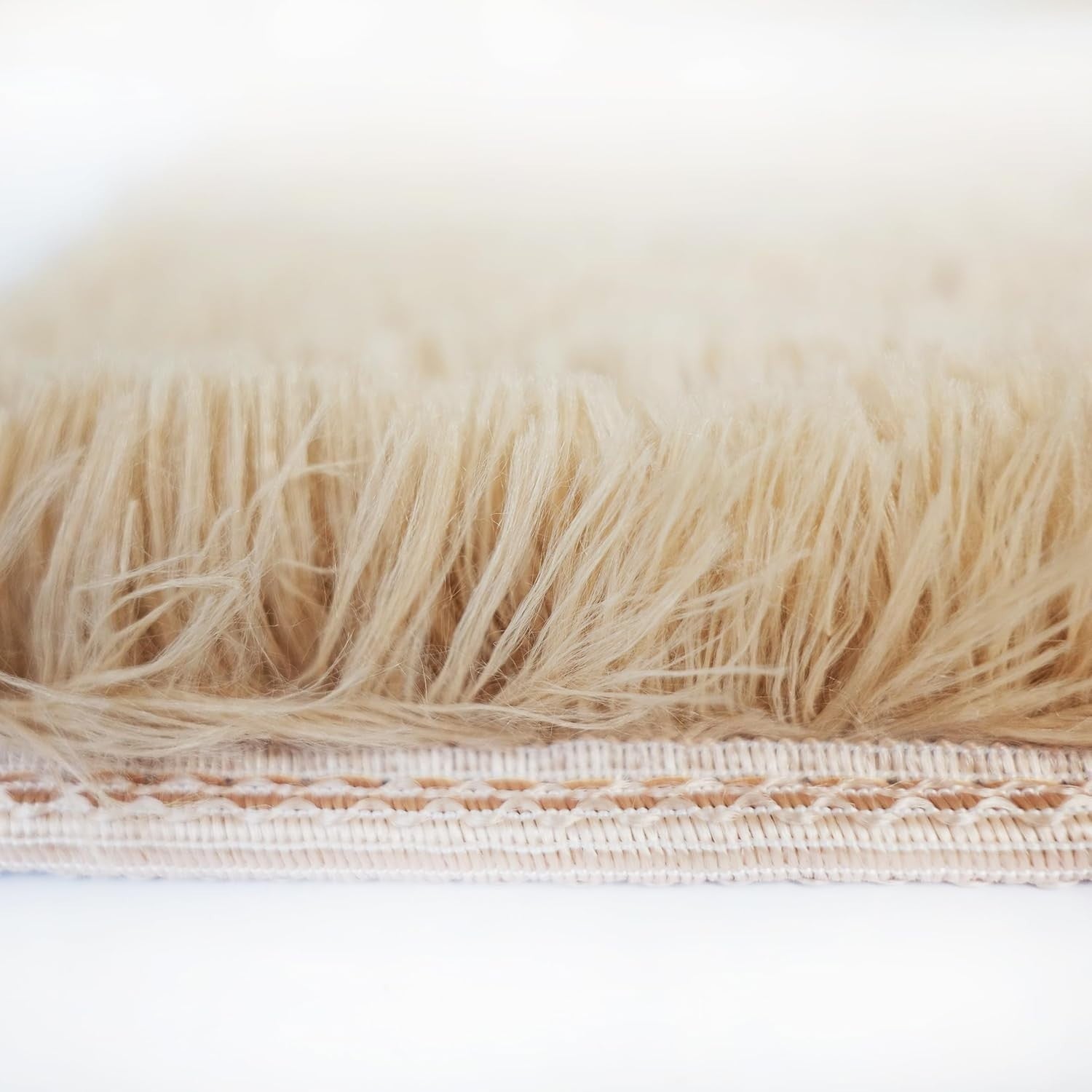 Large Beige Shaggy Area Rug 160x230cm Super Soft Thick Living Room Carpet
