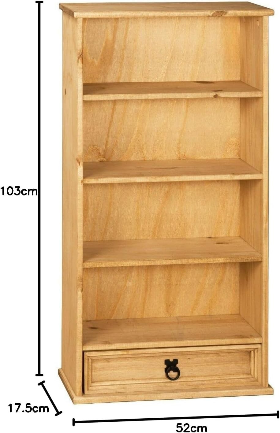 Solid Pine DVD CD Storage Rack Bookcase 1 Drawer Rustic Media Unit