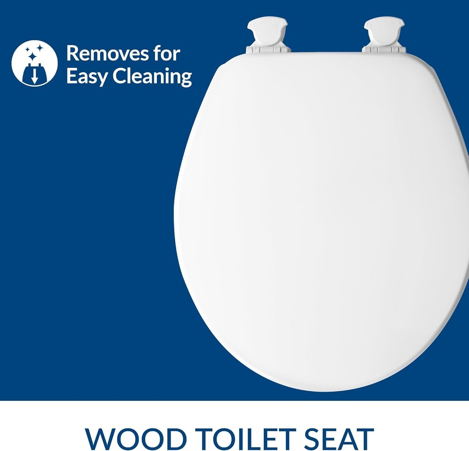White Round Enameled Wood Toilet Seat Durable High-Gloss Twist Hinges