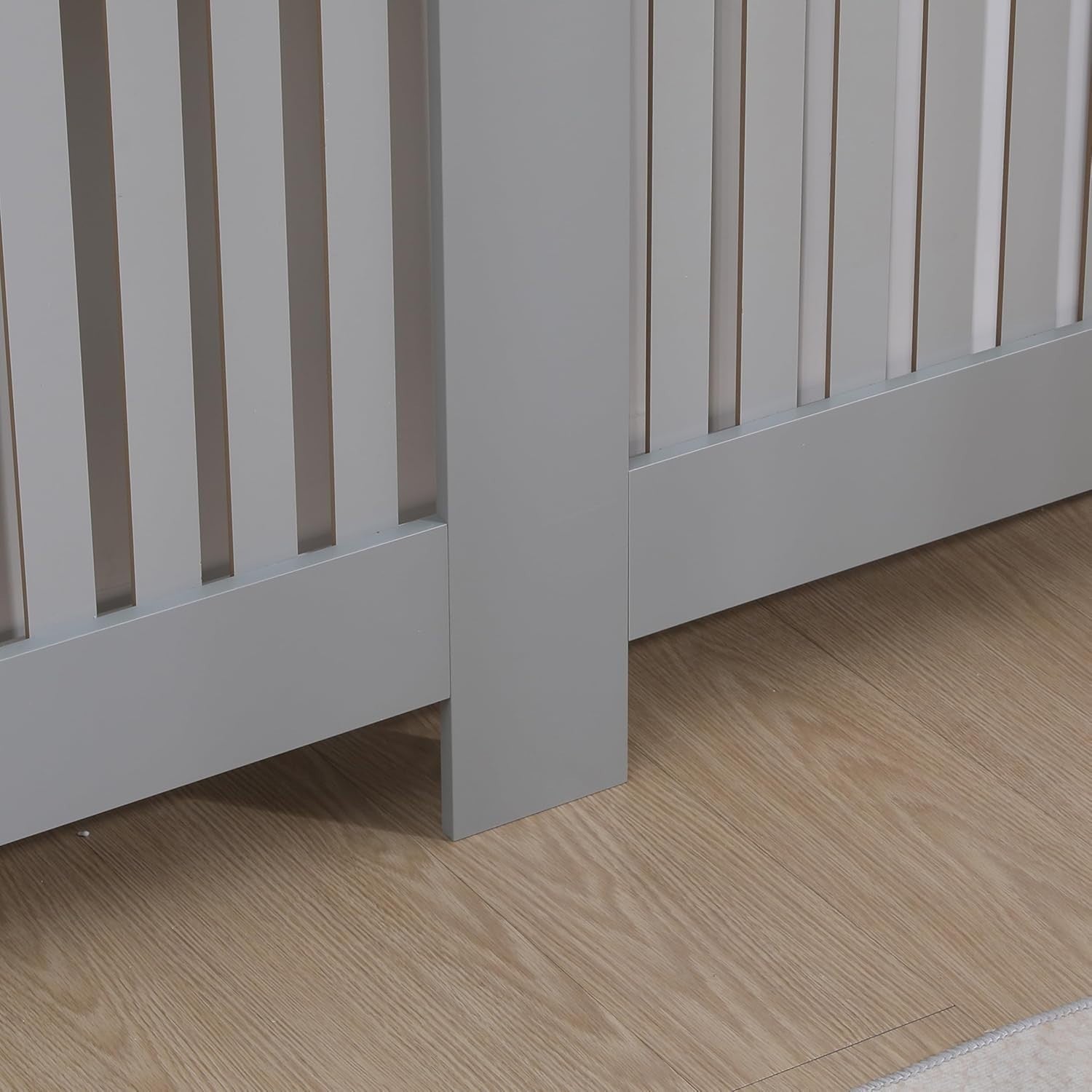 Large Grey Radiator Cover Modern Slatted MDF Wood Grill Cabinet 152x82x19cm
