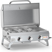 3 Burner Portable Gas BBQ Grill Stainless Steel Tabletop Outdoor Camping Cooker
