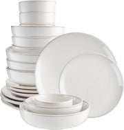 20pc White Stoneware Dinner Set Plates Bowls Microwave Dishwasher Safe