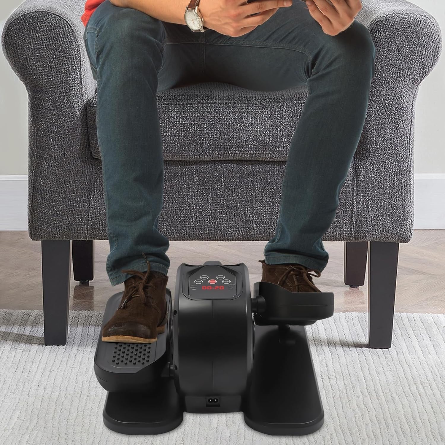 Under Desk Elliptical Pedal Exerciser Quiet Electric Seated Leg Trainer Remote