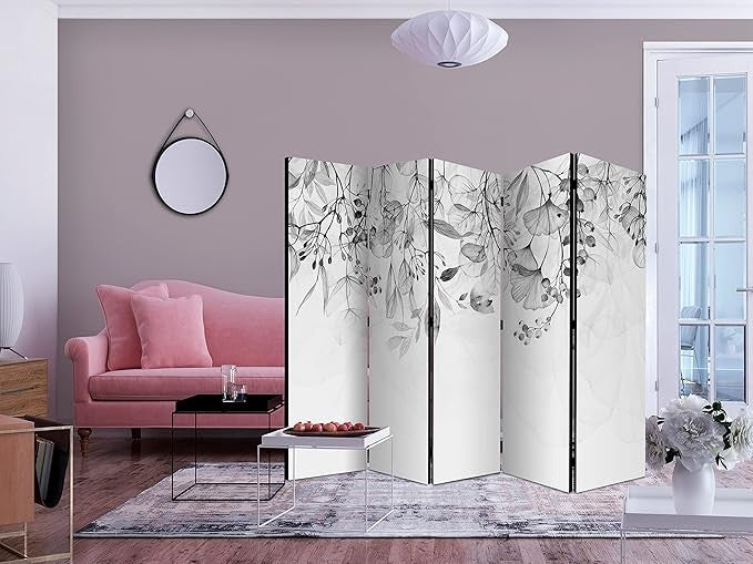 Luxury Acoustic Room Divider 225x172cm Leaf Print Folding Screen Soundproof Pane