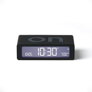 Mini Digital Alarm Clock LED Flip On Off Bedside Rechargeable Black