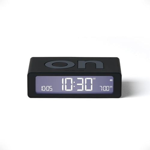 Mini Digital Alarm Clock LED Flip On Off Bedside Rechargeable Black