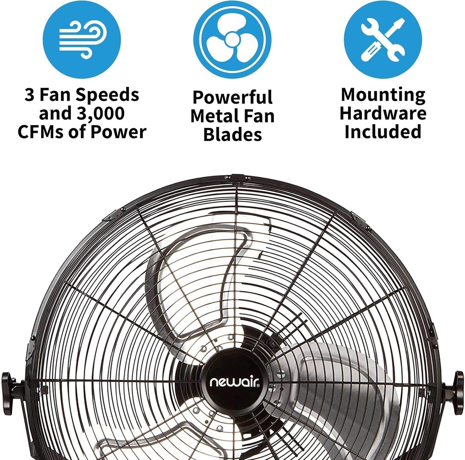 18" Wall Fan – High-Velocity 3000CFM Industrial Cooling w/ 3-Speed Metal Blades