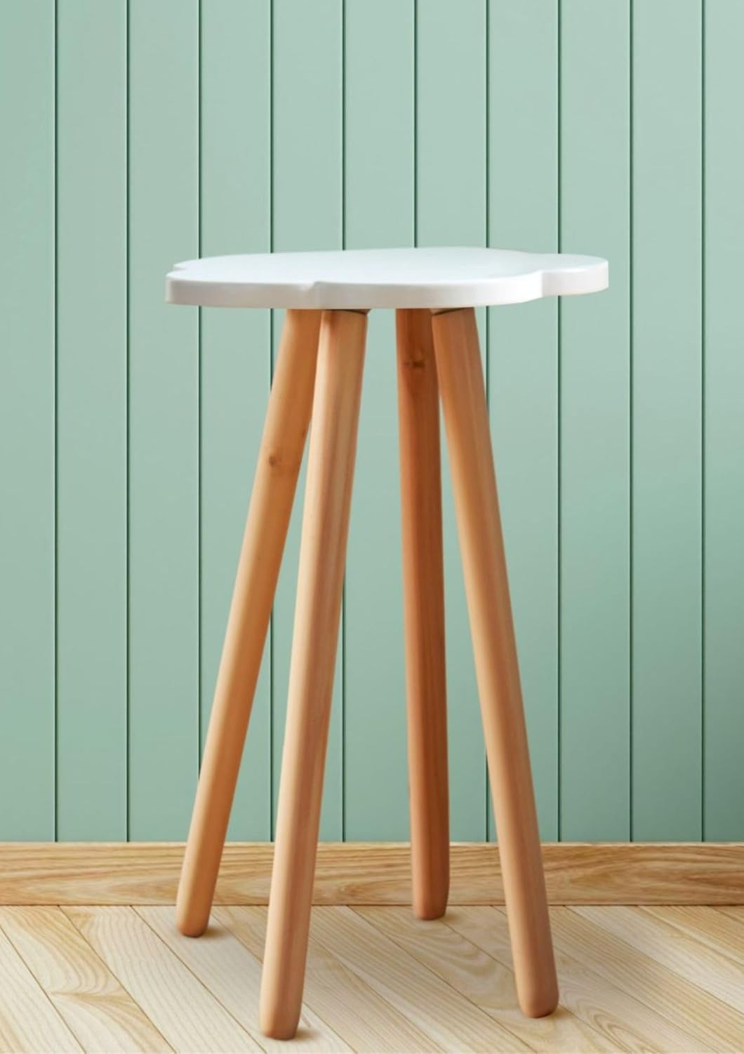 Modern White Side Table 62cm Tall Wooden Plant Stand Nordic Bedside Table