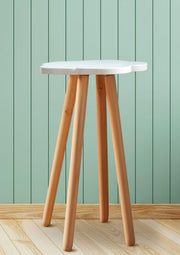 Modern White Side Table 62cm Tall Wooden Plant Stand Nordic Bedside Table