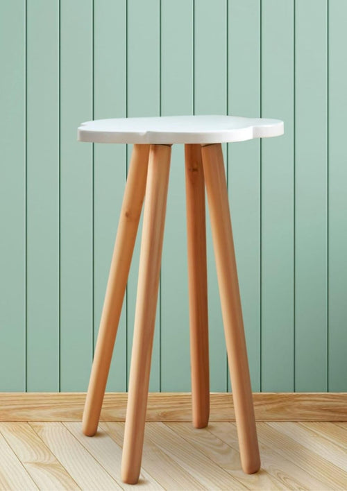 Modern White Side Table 62cm Tall Wooden Plant Stand Nordic Bedside Table