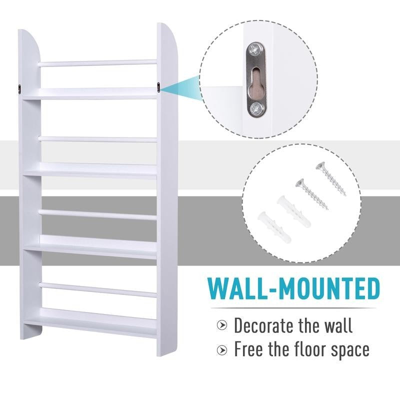 4-Tier Wall Mounted Magazine Rack Book Shelf Storage Unit – White MDF Pine