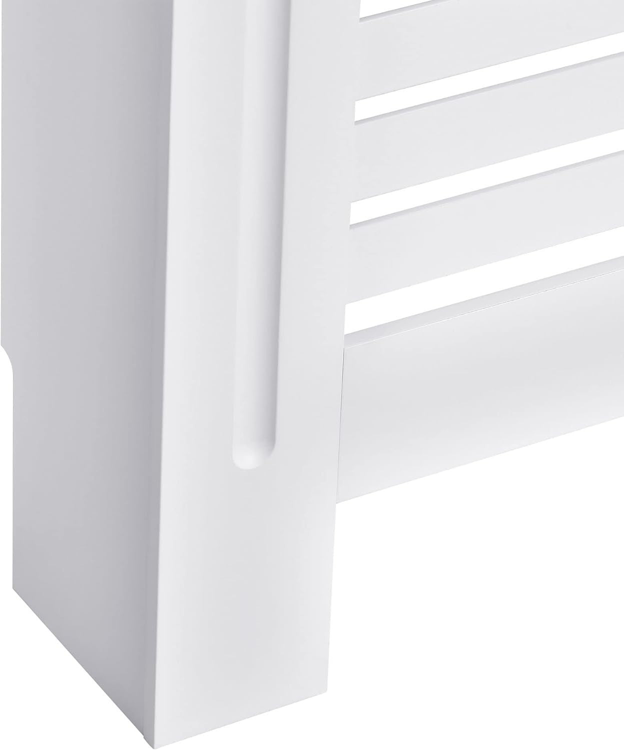 White Radiator Cover Modern MDF Cabinet Horizontal Slats 152x19x81cm