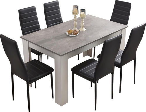 6-Piece PU Leather Dining Set | 140x80cm Modern Kitchen Table + Chairs