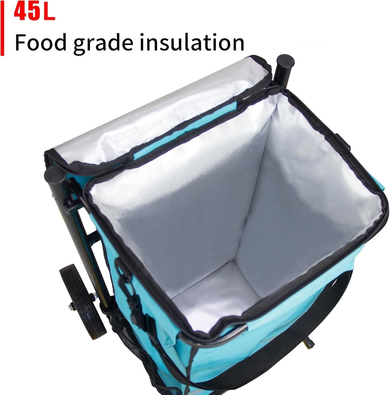 45L Folding Shopping Trolley Lightweight Grocery Cart Insulated Bag