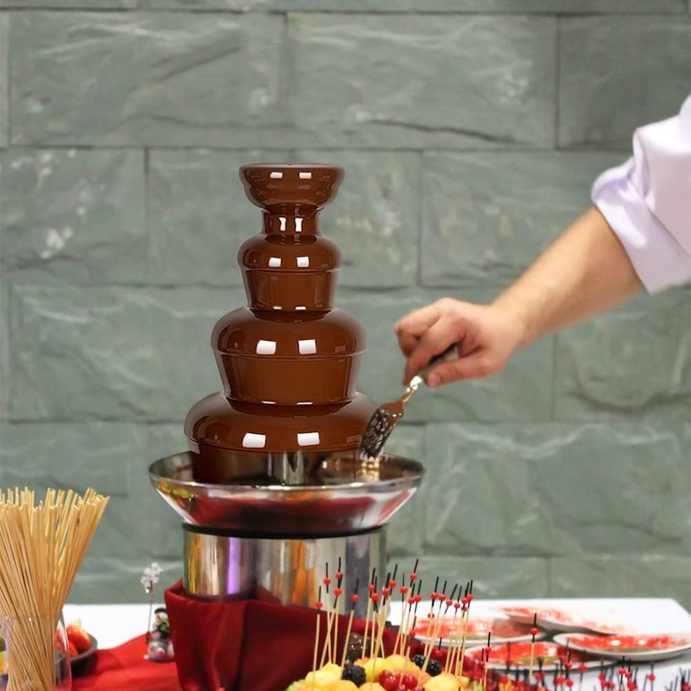 4 Tier Chocolate Fountain Machine 170W Electric Fondue Melter UK