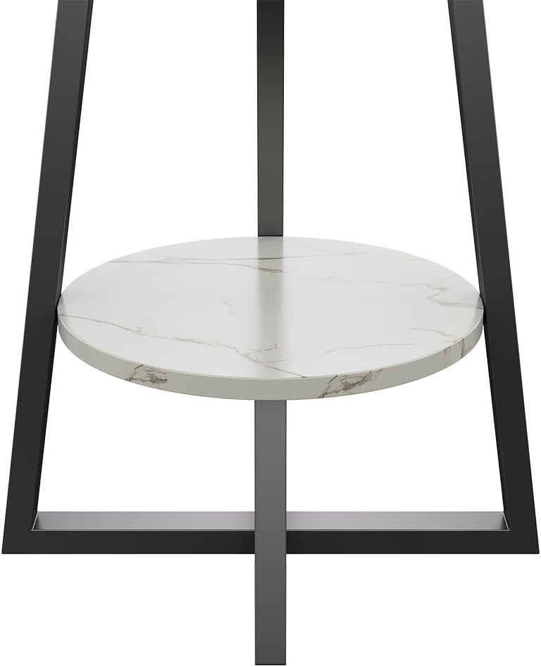 Small Round Coffee Table with 2 Storage Shelves – Slim, Sturdy & Modern