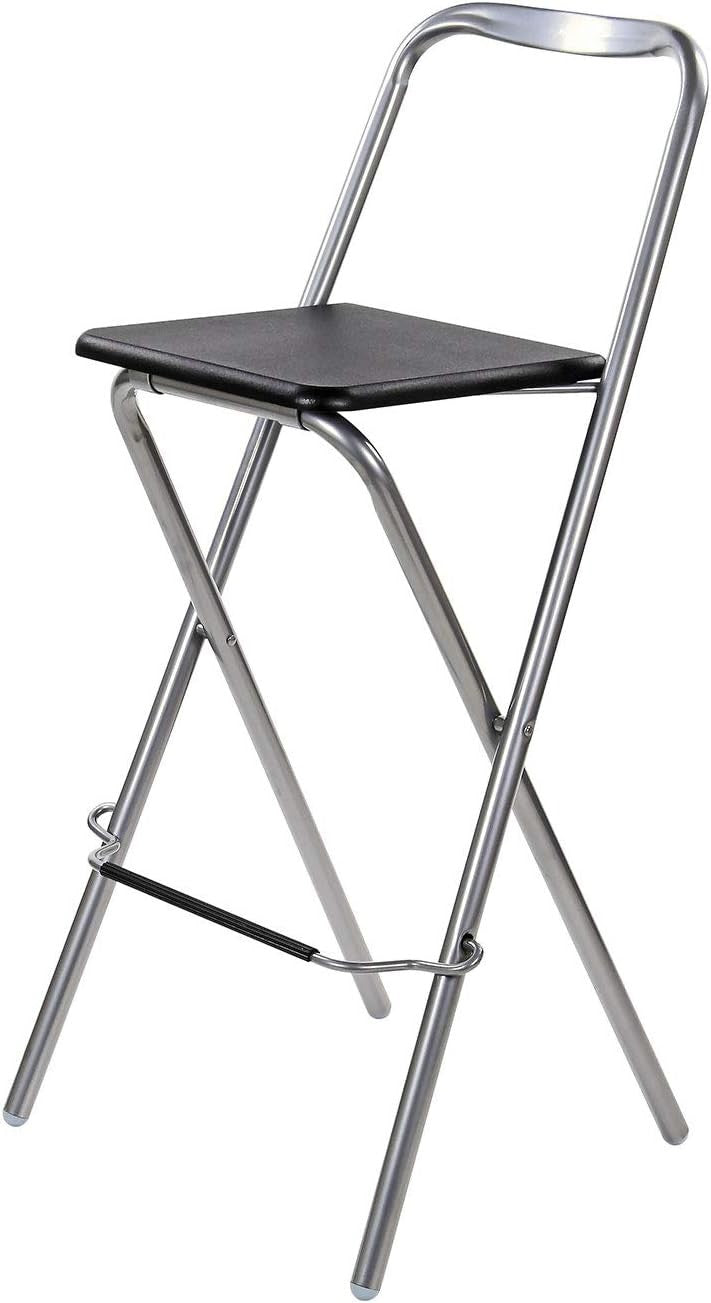 Folding Bar Stool Black PVC Seat – Compact Kitchen & Home Chair