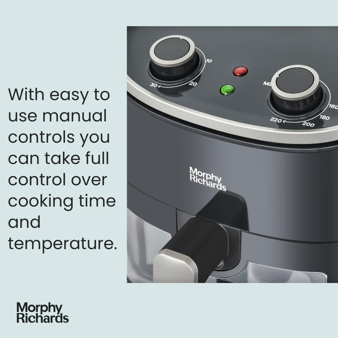 3.5L Manual Air Fryer Digital Temp Control Extra Crisp Non-Stick Easy Clean