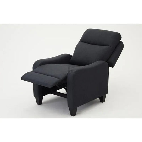 High Back Recliner Armchair Push Back Dark Grey Fabric Lounge Chair