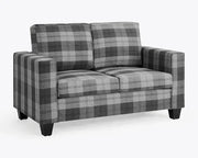 Grey Tartan 2 Seater Fabric Sofa Compact Stylish Wooden Frame UK Cert