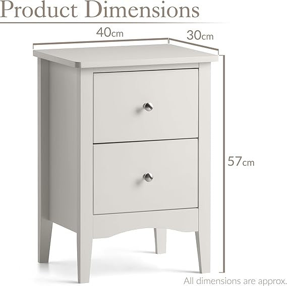 Natural 2 Drawer Bedside Table Modern MDF Nightstand | Smooth Glide Storage Unit