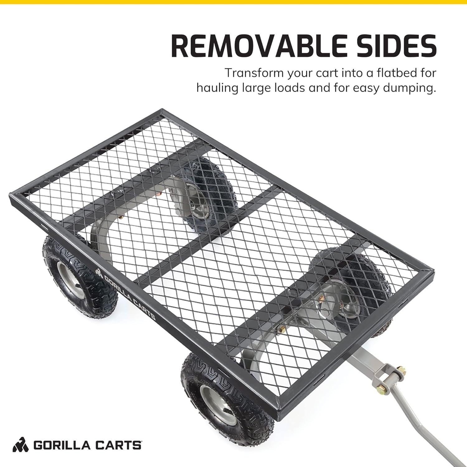 Heavy Duty 350kg Garden Utility Wagon with Removable Sides & 10" Tires Black