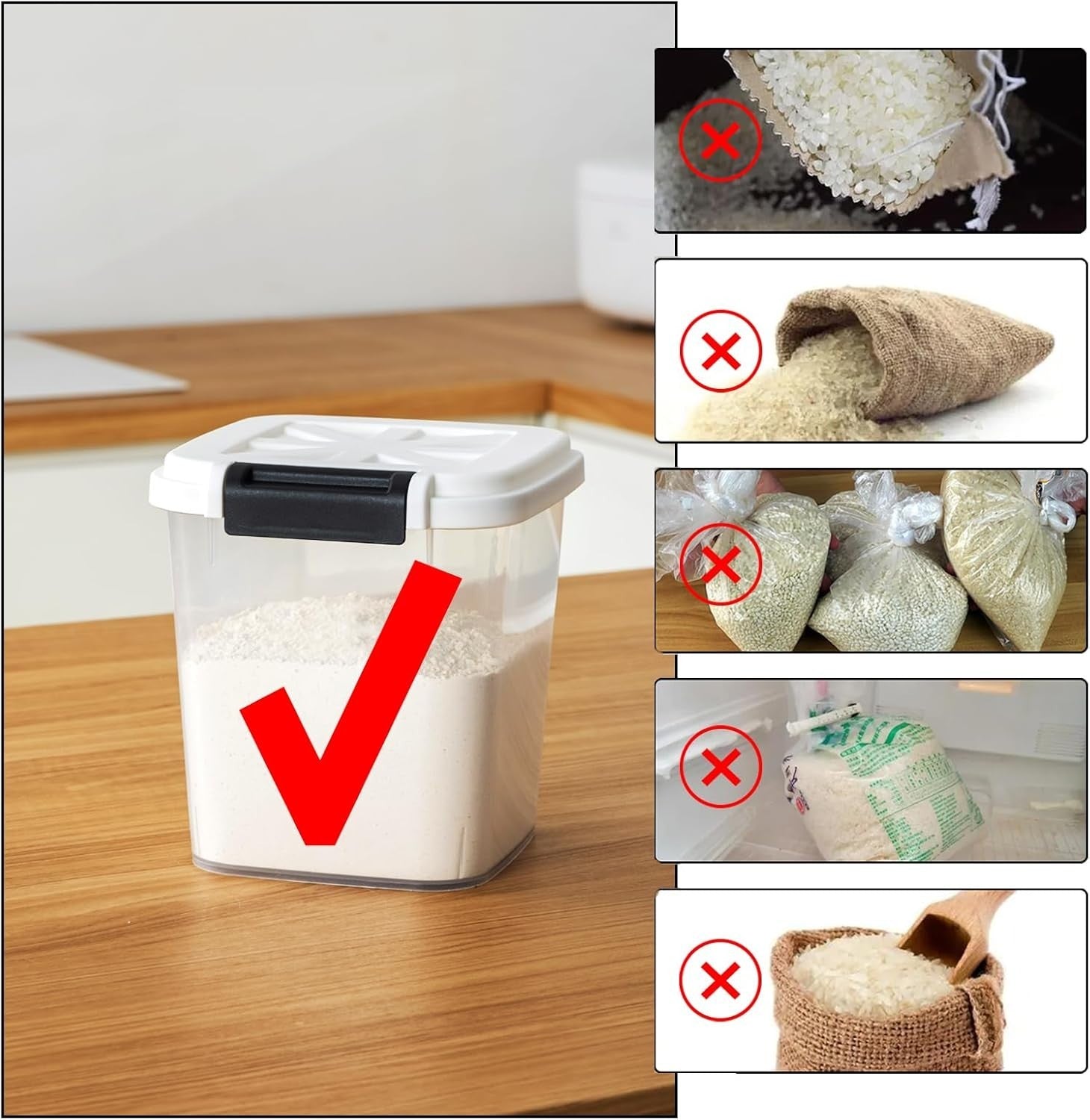 10LBS Flour Container Airtight Rice Dispenser w Cup
