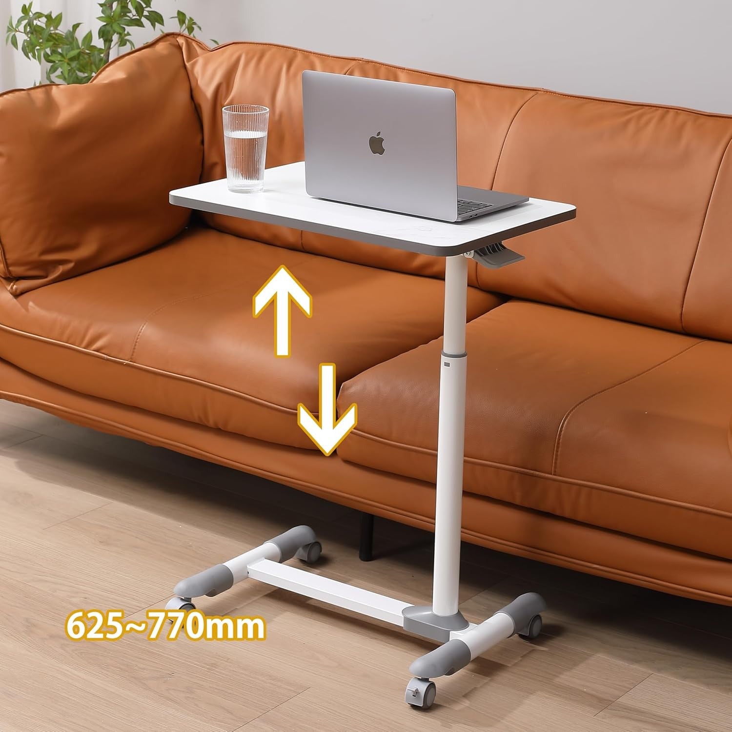 Marble Overbed Table with Wheels Adjustable Hospital Bedside Laptop Desk