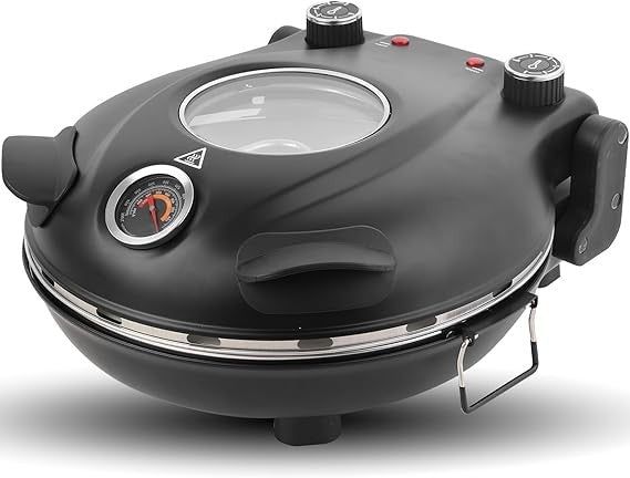 Electric Pizza Oven 31cm Stone 420°C 5 Heat Settings Fast Cook Black