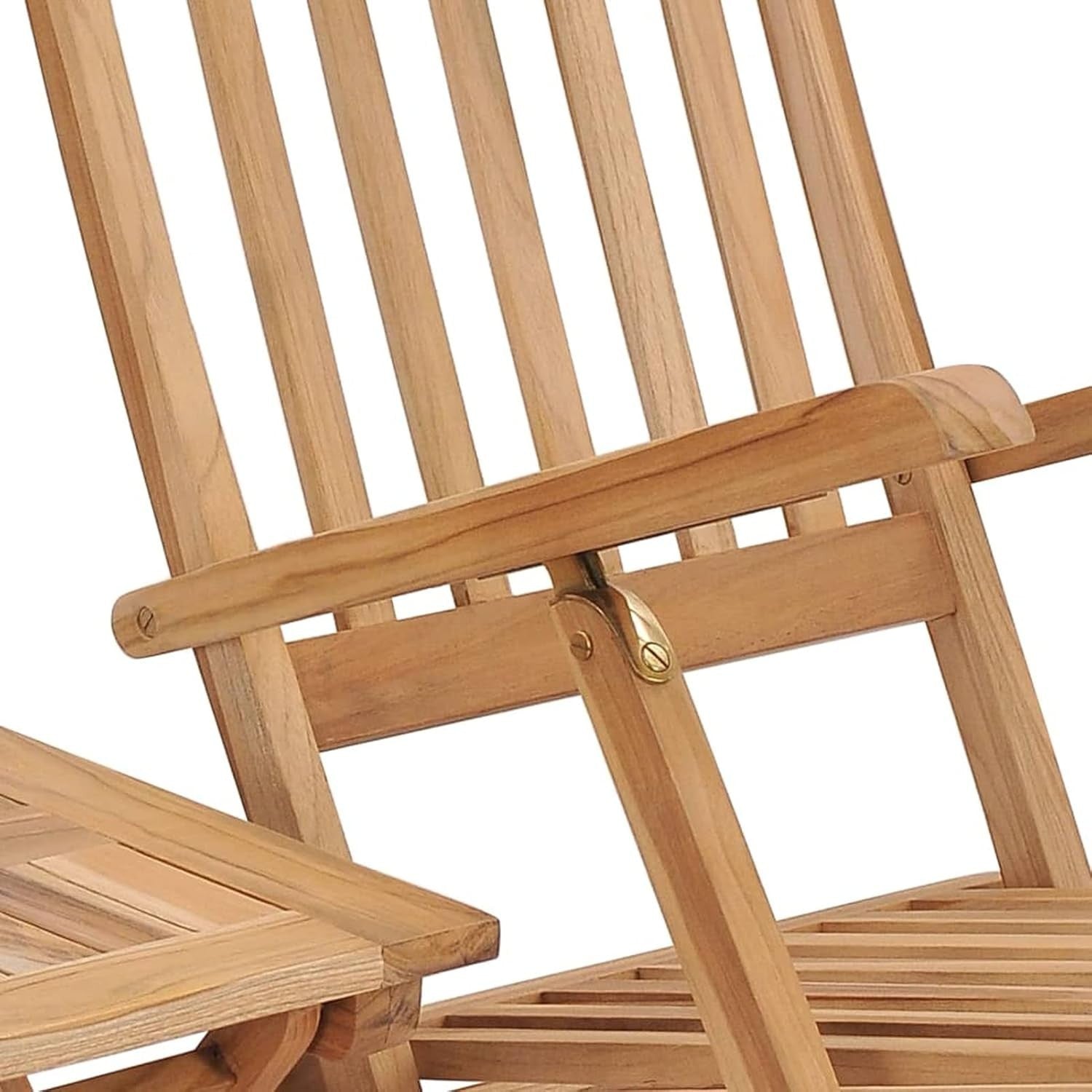 Durable Teak Wood Garden Deck Chair with Footrest & Table Outdoor Lounge