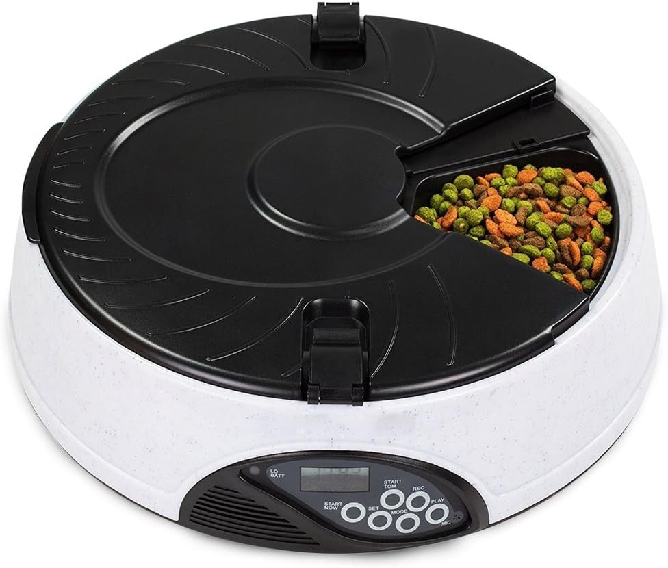 Automatic Pet Feeder 6 Meal Programmable Food Dispenser Voice Recorder