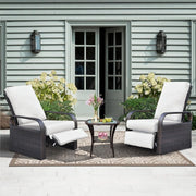 Adjustable Recliner Garden Chair Set Outdoor Rattan Patio Furniture 3-Position