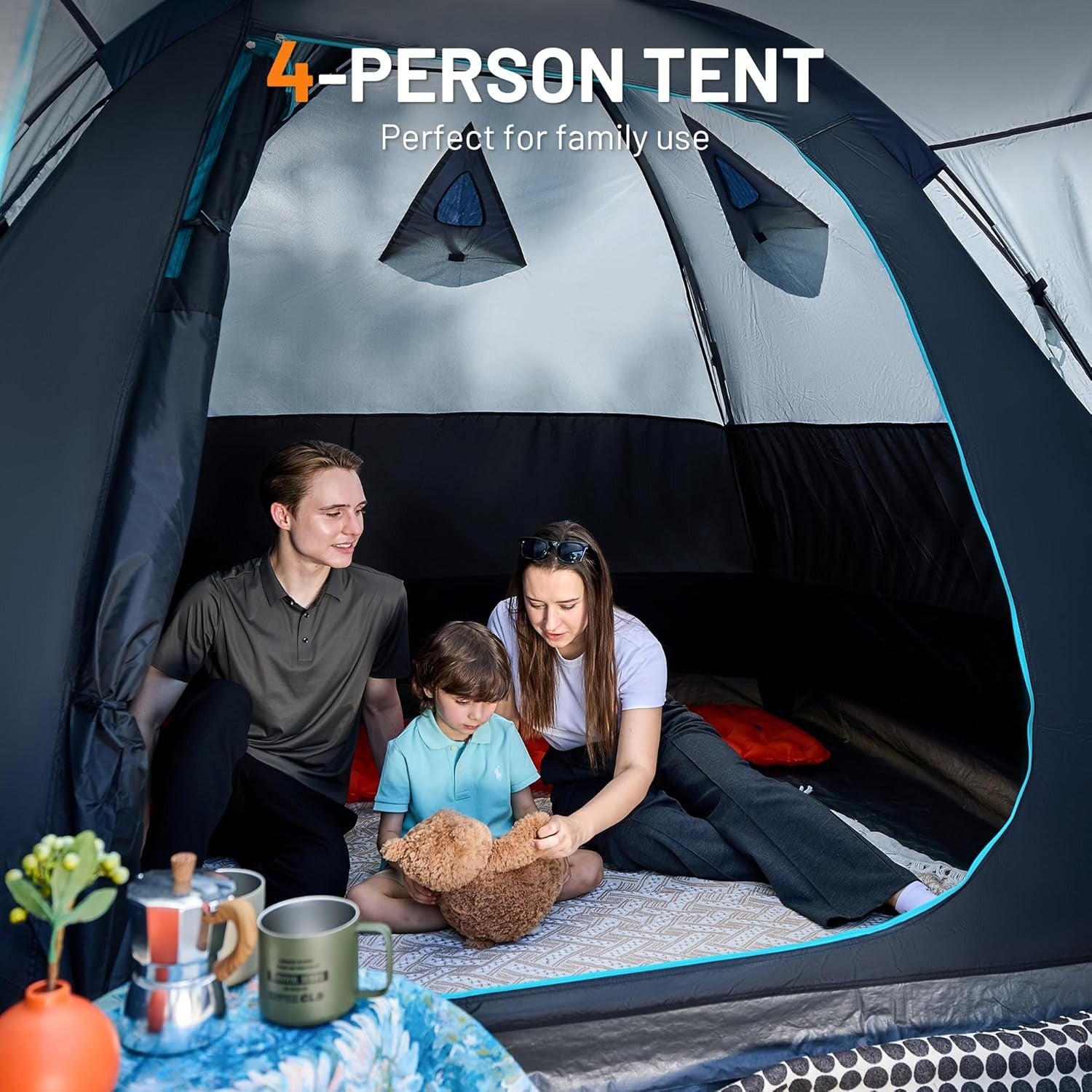 4 Man Dome Camping Tent Waterproof 190cm Standing Height