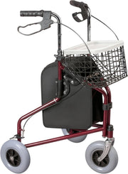 3 Wheel Rollator Walker Lightweight Folding Basket Tray Lockable Brakes