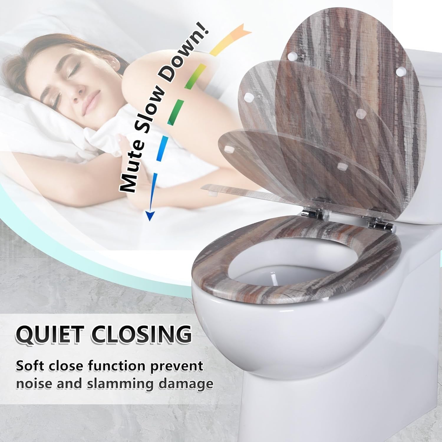 Soft Close Wooden Toilet Seat | Quick Release Adjustable Hinges 45x37cm Oval
