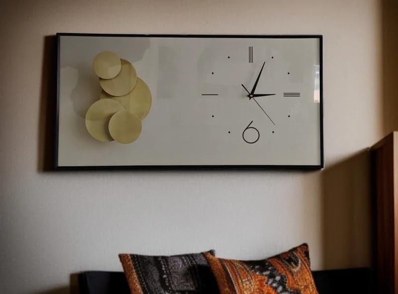 Modern Abstract Wall Clock 40x80cm Silent Quartz Lime Circles Art Decor